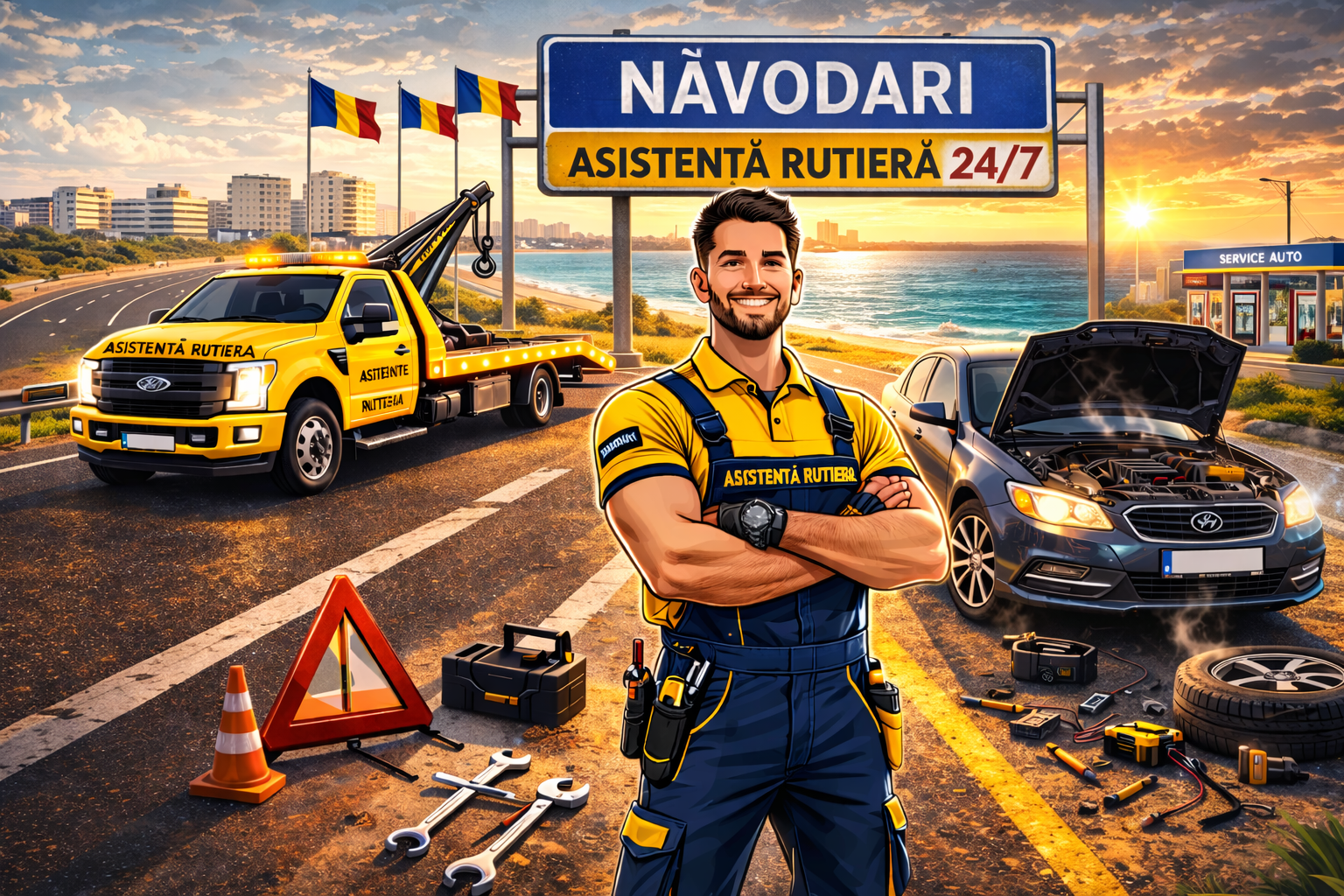Tractări Năvodari - platformă auto Mamaia Nord