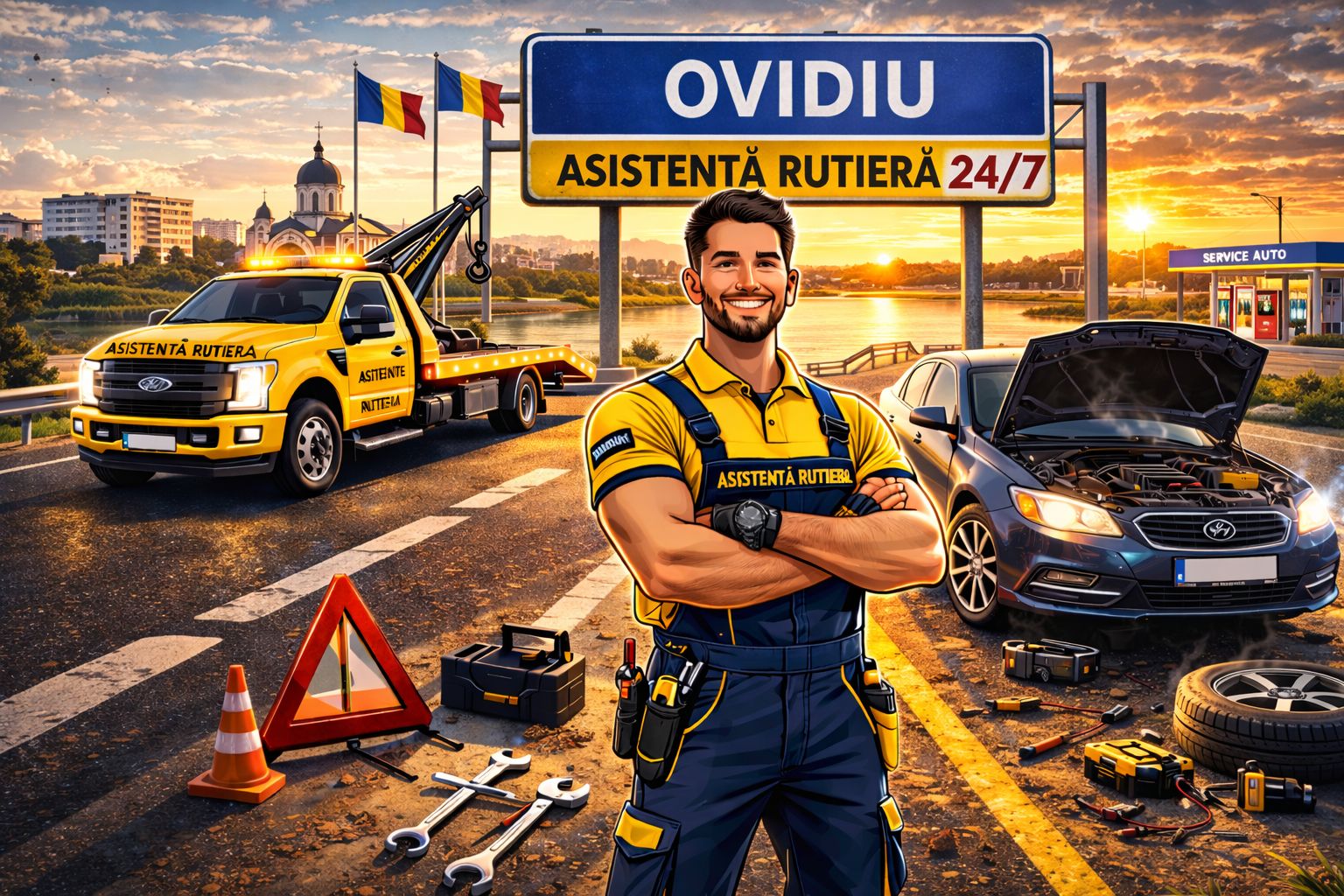 Tractări Ovidiu - platformă auto ieșire A4