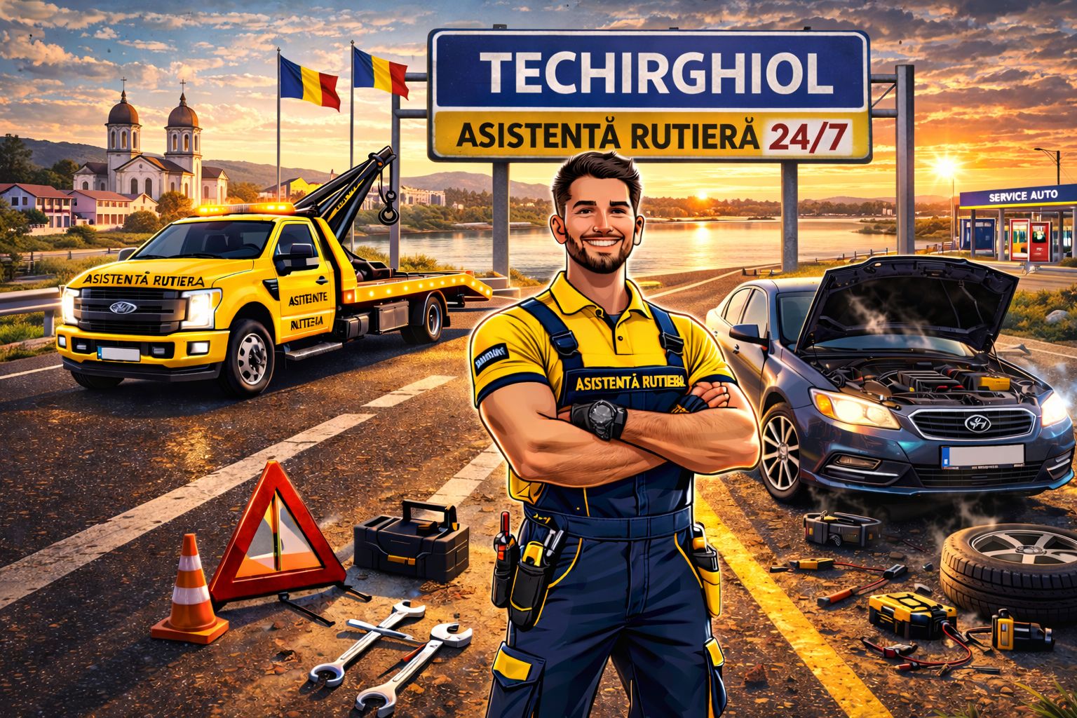 Tractări Techirghiol - platformă auto lângă Sanatoriu